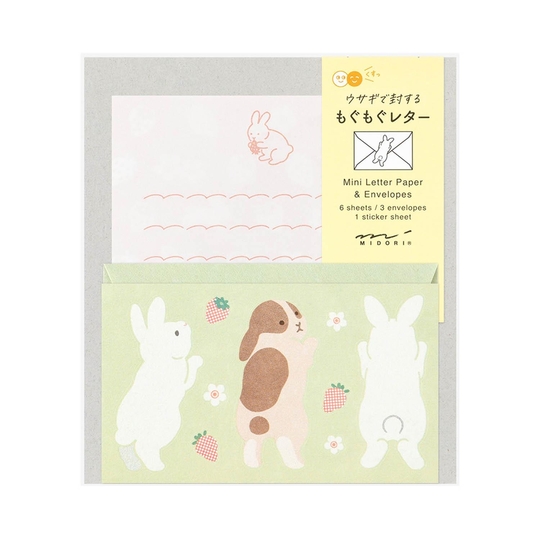 Midori Set Carta da Lettere con Adesivi Hungry Rabbit