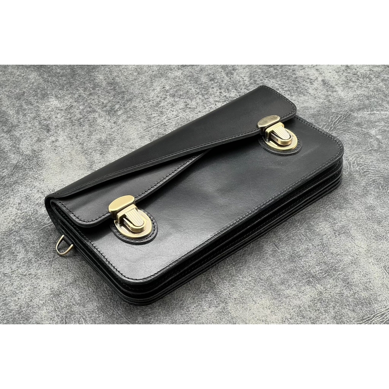 Galen Leather Galen Leather Accordion Pouch / Bag Black