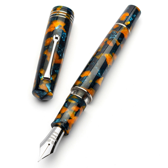 Leonardo Momento Zero Grande 2.0 Fountain Pen Crepuscolo Marino & Rhodium No. 8 Nib