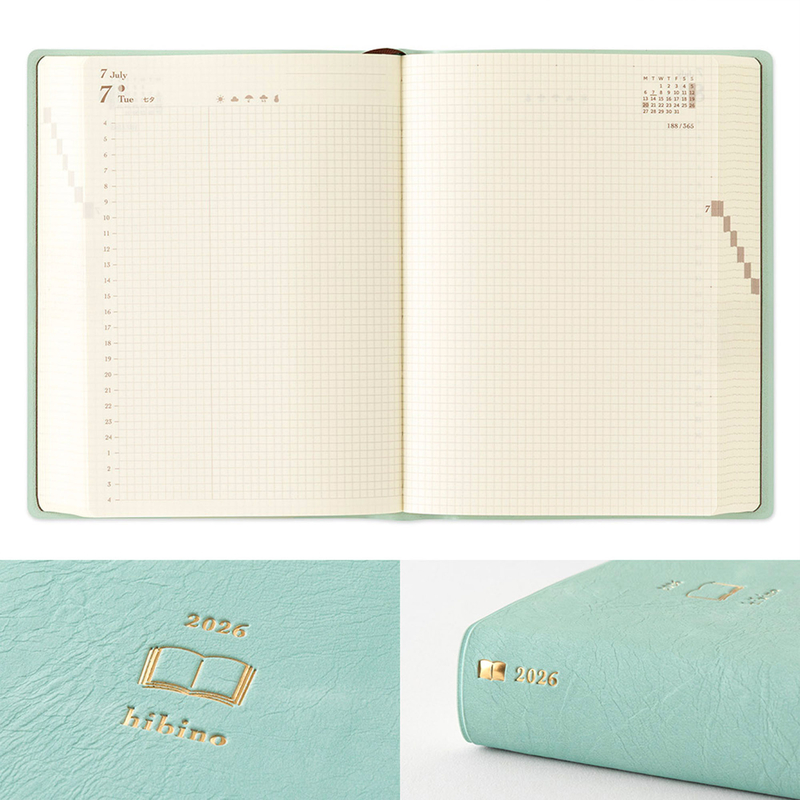 Midori Midori Hibino 2026 Diary A6 Blue Green