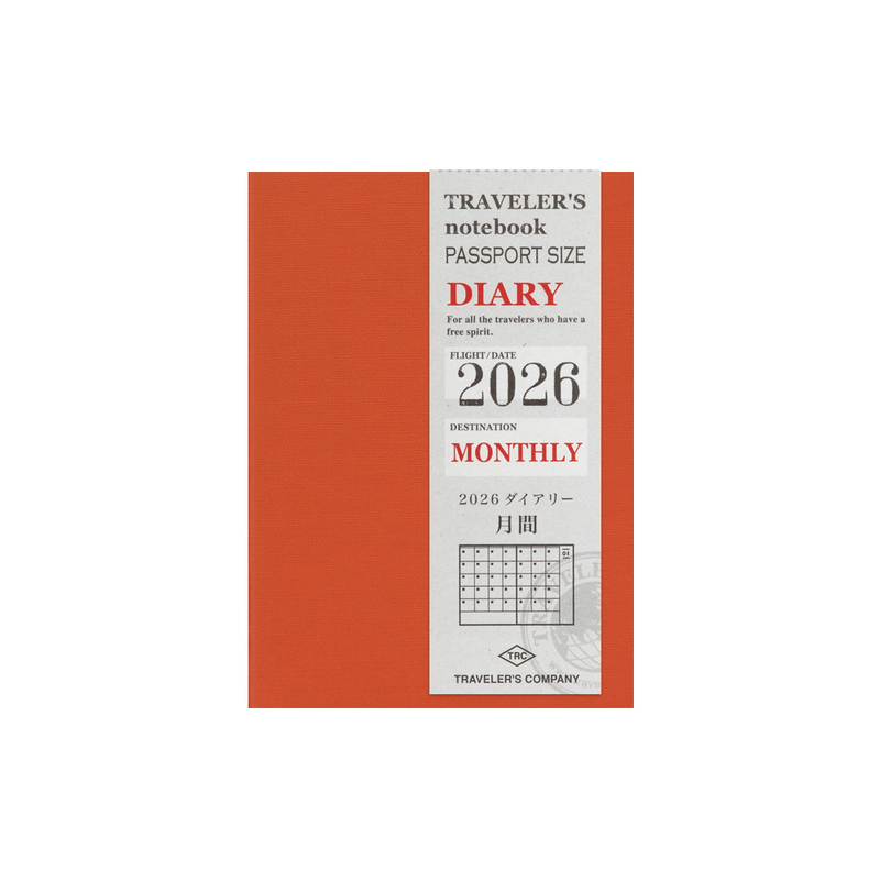 Traveler's Company Traveler's Notebook Refill 2026 Monthly Diary Passport Size