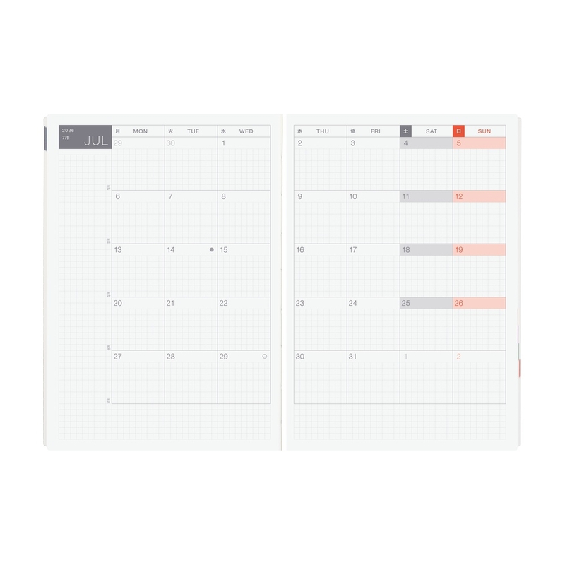 Hobonichi Hobonichi Hon A5 Paper Series: Black Gingham Agenda 2026 Giornaliera
