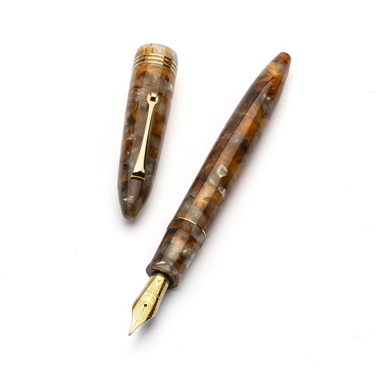 Leonardo Furore Fountain Pen Acque Ambrate & Gold 14k