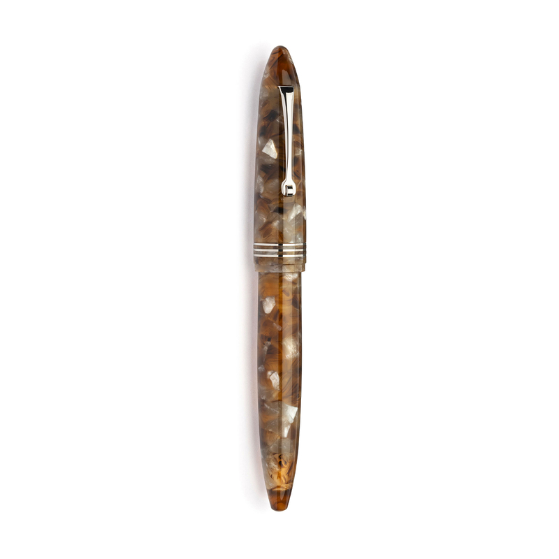 Leonardo Officina Italiana Leonardo Furore Fountain Pen Acque Ambrate & Rhodium