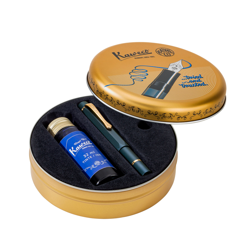 Kaweco Kaweco Sport Piston Filler Starter Set Fountain Pen & Ink Navy & Gold