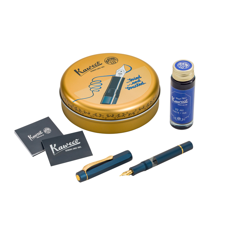 Kaweco Kaweco Sport Piston Filler Starter Set Fountain Pen & Ink Navy & Gold