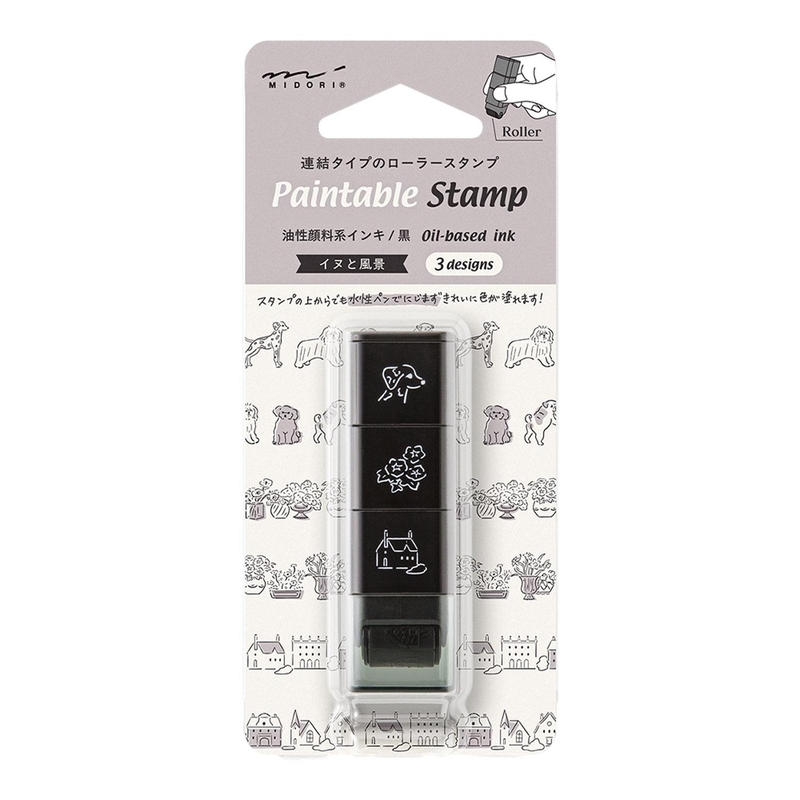 Midori Midori Paintable Stamp Roller Dog & Landscape