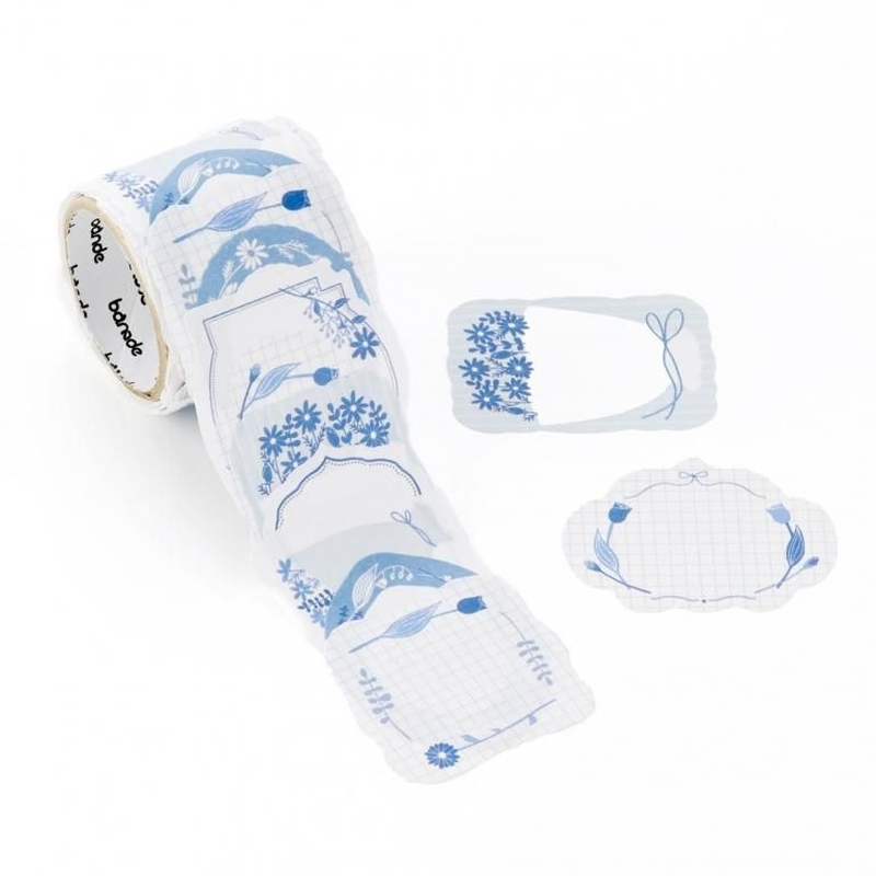 Bande Bande Washi Tape Writable Roll Sticker Blue Flowers