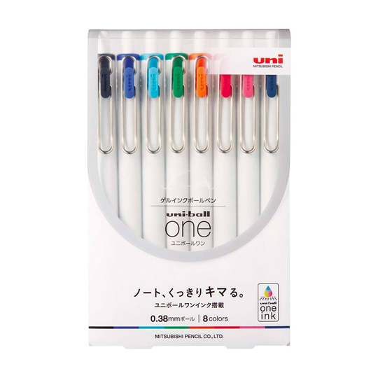 Uni-ball One 0.38 mm Set of 8 Gel Pens