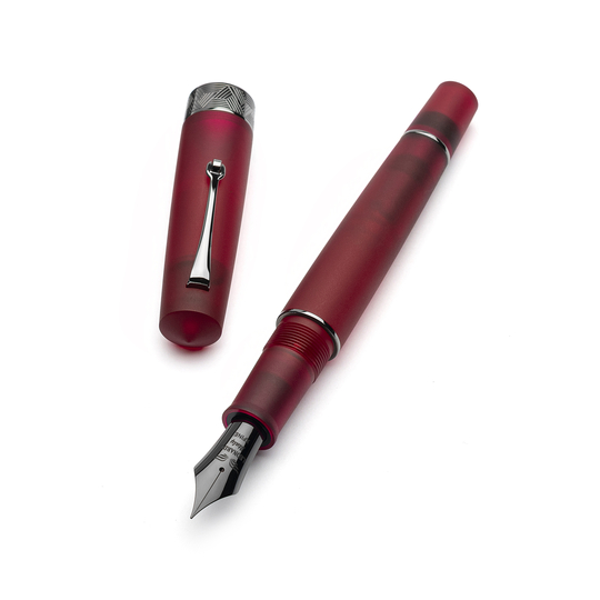 Leonardo Momento Zero Grande Pura Fountain Pen Red & Ruthenium No. 8 Nib