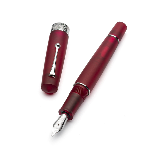 Leonardo Momento Zero Grande Pura Penna Stilografica Rossa & Rodio 14k