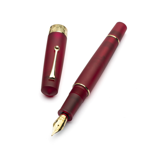 Leonardo Momento Zero Grande Pura Penna Stilografica Rossa & Oro 14k