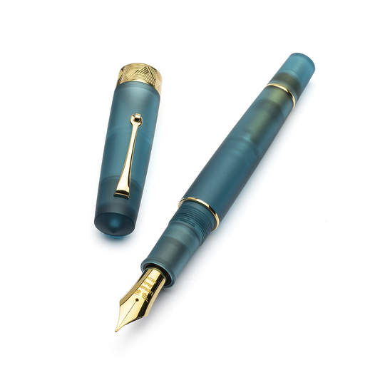 Leonardo Momento Zero Grande Pura Fountain Pen Petrol & Gold No. 8 Nib