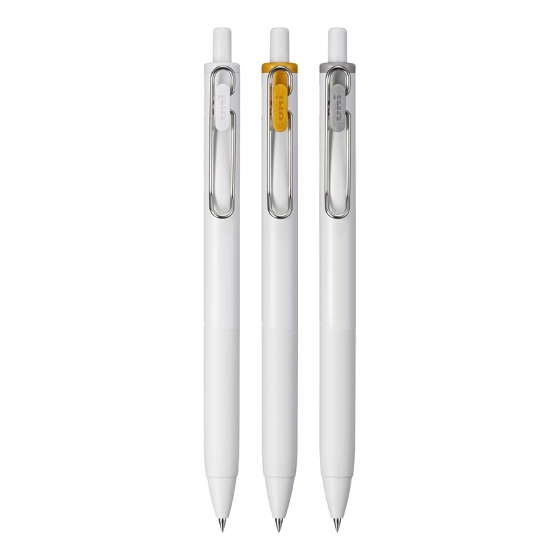 Uni Uni-ball One 0.5 mm Set of 3 Gel Pens White - Silver - Gold
