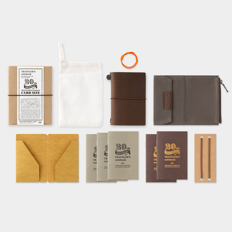 Traveler's Company Traveler's Notebook Card Size 20th Anniversary Set Marrone