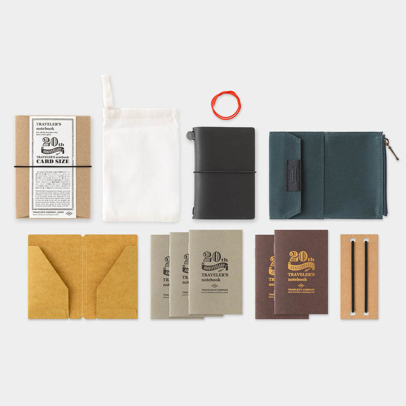 Traveler's Company Traveler's Notebook Card Size 20th Anniversary Set Black