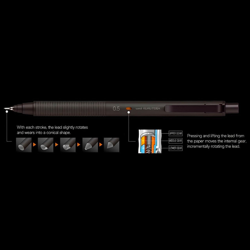 Uni Uni Kuru Toga Metal Mechanical Pencil 0.3 mm Nocturne Black