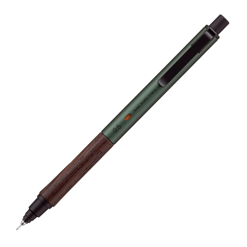 Uni Uni Kuru Toga Wood Mechanical Pencil 0.5 mm Forest Green