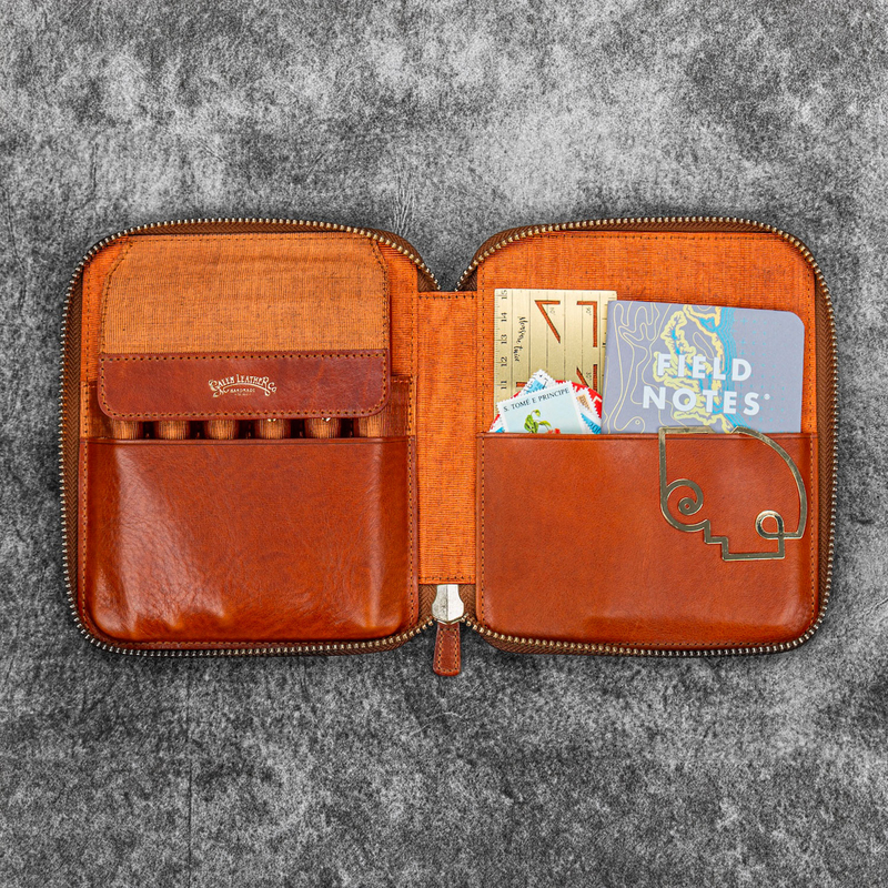Galen Leather Galen Leather Portapenne in Pelle 6 Posti con Notebook A6 Deep Cognac