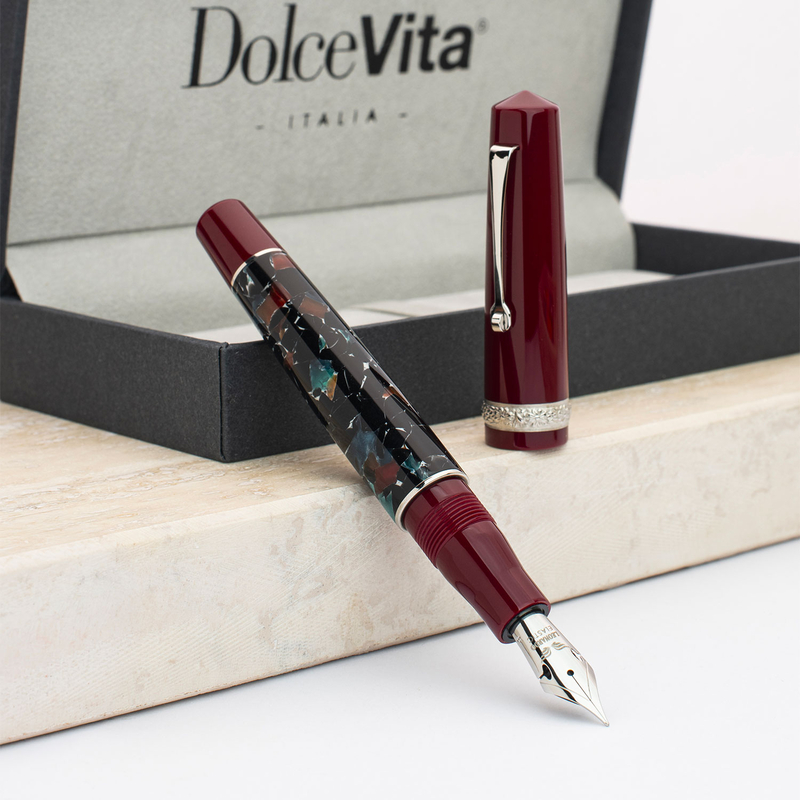 Dolcevita Leonardo x Dolcevita Momento Zero Fountain Pen Marmo Pompei & Rhodium