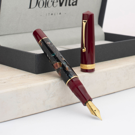 Leonardo x Dolcevita Momento Zero Penna Stilografica Marmo Pompei & Oro