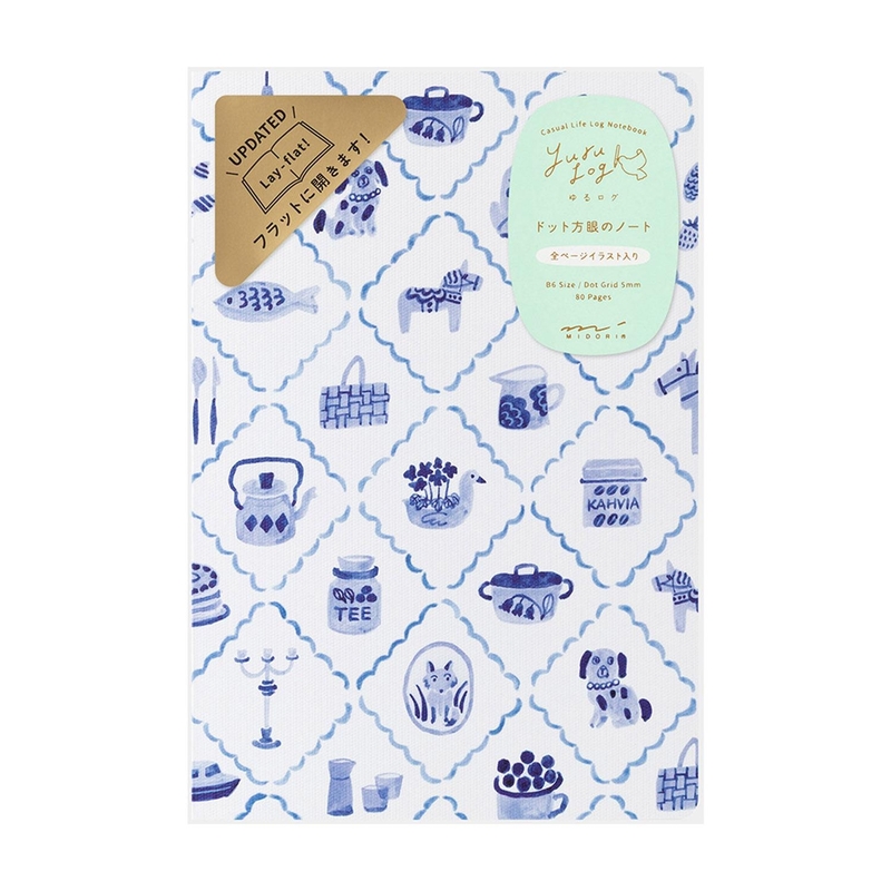 Midori Midori Yuru Log Notebook B6 Blue Nordic Dot