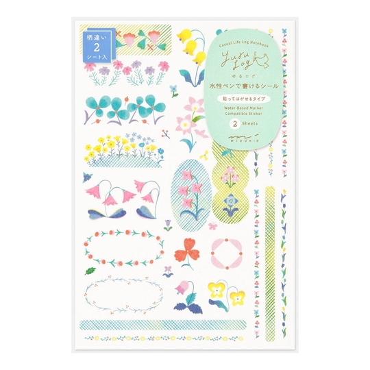Midori Yuru Log Adesivi Decorativi 2 Fogli Floral
